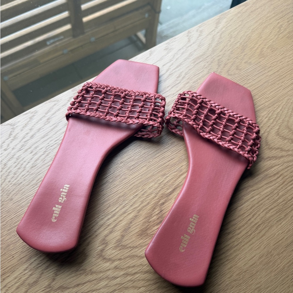 Cult Gaia Woven Pink Sandals